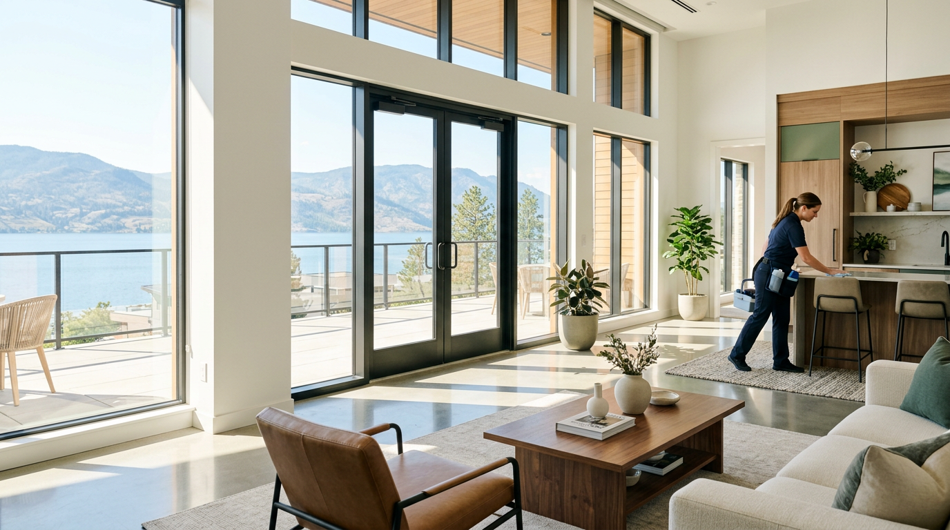 Bright, well-kept clubhouse common area in the Okanagan